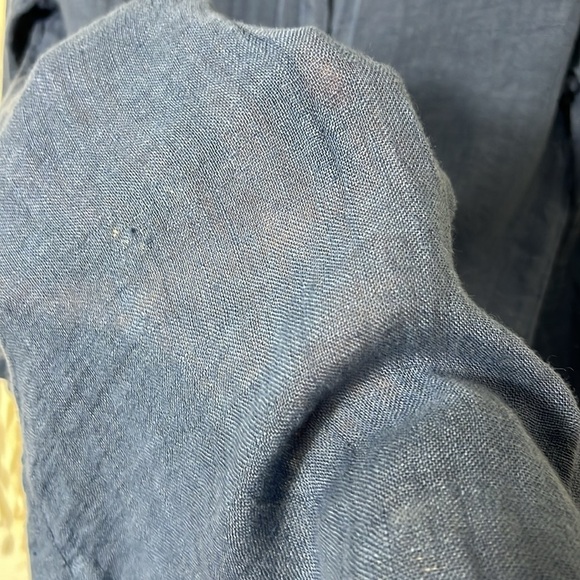 Two Zero One Blue Linen Button Down Duster Size S/M - Picture 9 of 11